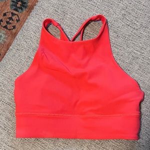 Lululemon Energy Bra High Neck Ribbed Carnation Red Sz 6